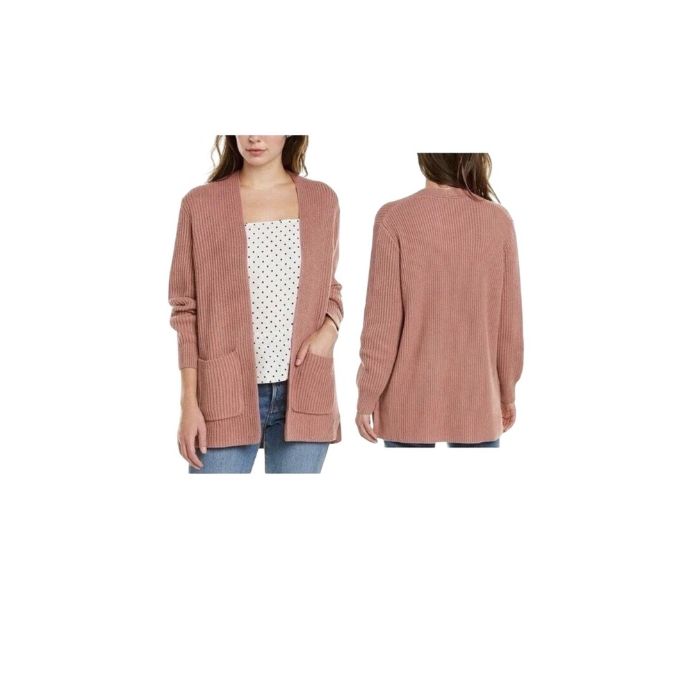 Madewell Kent Cardigan Sweater Womens XS Dusty‎ Rose Pink Shaker Rib Cotton Open